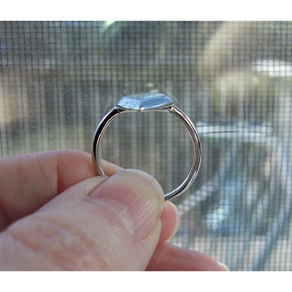 925 STERLING SILVER Lab Created Mystic Shape White Opal Ring - Picture 6 of 16